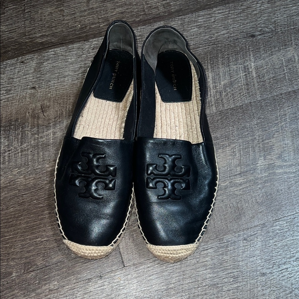 Tory Burch Black and Tan Espadrilles